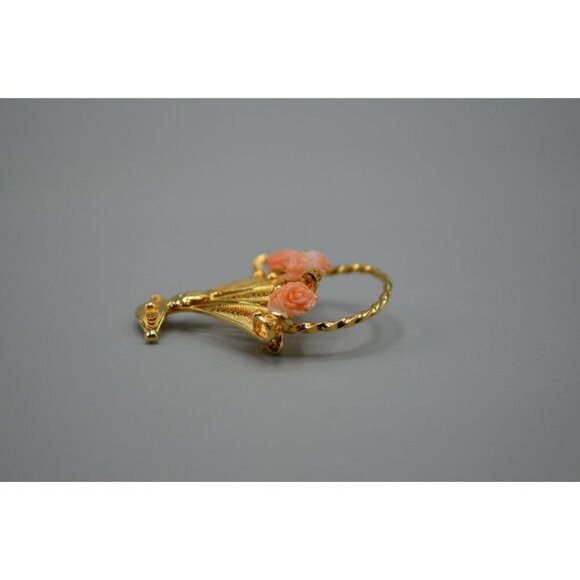 Sorrento Filigree Flower Basket Brooch 1/20 12K Gold Filled Signed Vtg Pin - Picture 6 of 11